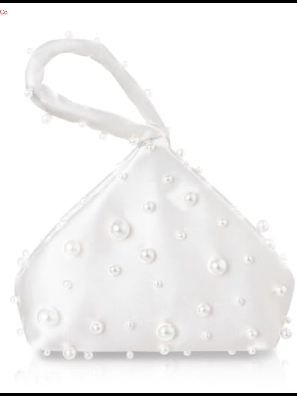 Pearl Satin Evening Bag Triangle Clutch Purse Formal Party